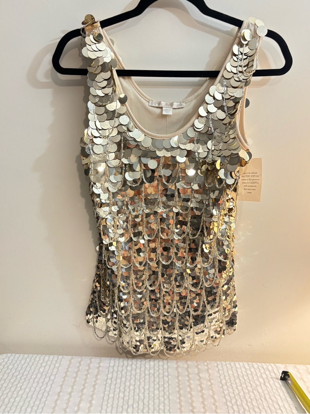 Boston Proper Champagne Sequin Tank